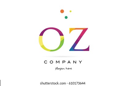 oz o z  creative rainbow colors colored alphabet company letter logo design vector icon template