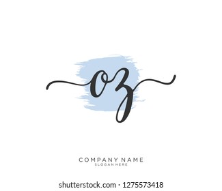 OZ O Z Initial handwriting logo template