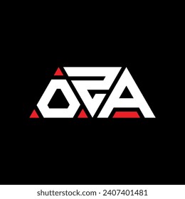 OZA triangle letter logo design with triangle shape. OZA triangle logo design monogram. OZA triangle vector logo template with red color. OZA triangular logo Simple, Elegant, and Luxurious design.