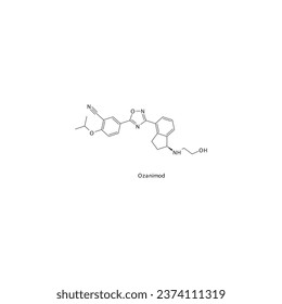 Estructura molecular esquelética plana de Ozanimod Fármaco modulador del receptor de fosina-1-fosfato utilizado en el tratamiento de esclerosis múltiple. Ilustración vectorial.