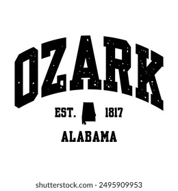 Ozark text effect vector. Editable college t-shirt design printable text effect vector