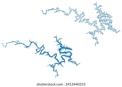 Ozarks Lake (United States of America, Missouri) map vector illustration, scribble sketch Reservoir Ozarks Dam map svg