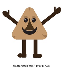 Ozen haman- hamantash cookie - that Jews eat on Purim. Illustrated isolated on a white background. Cute vector drawing.