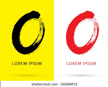 O,Zero ,Chinese Brush Grunge Font ,designed Using Black And Red Brush Handwriting, Logo, Symbol, Icon, Graphic, Vector.