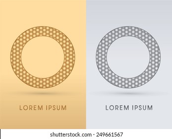 O,zero,circle,Luxury  outline font ,designed using geometric on gold background, concept shape from screws, hexagon, honeycomb, jewelry, gems , logo, symbol, icon, graphic, vector.