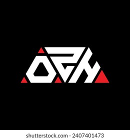 OZH triangle letter logo design with triangle shape. OZH triangle logo design monogram. OZH triangle vector logo template with red color. OZH triangular logo Simple, Elegant, and Luxurious design.