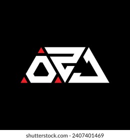 Diseño del logotipo de la letra triangular OZJ con forma triangular. Monograma de diseño del logotipo del triángulo de OZJ. Plantilla de logotipo vectorial de triángulo de OZJ con color rojo. Logo triangular de OZJ Diseño sencillo, elegante y lujoso.
