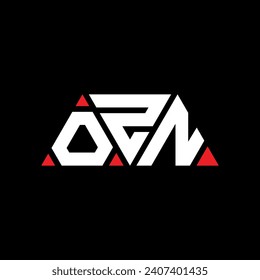 OZN triangle letter logo design with triangle shape. OZN triangle logo design monogram. OZN triangle vector logo template with red color. OZN triangular logo Simple, Elegant, and Luxurious design.