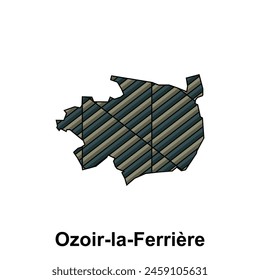 Ozoir la Ferriere City Map of France Country, abstract geometric map with color creative design template