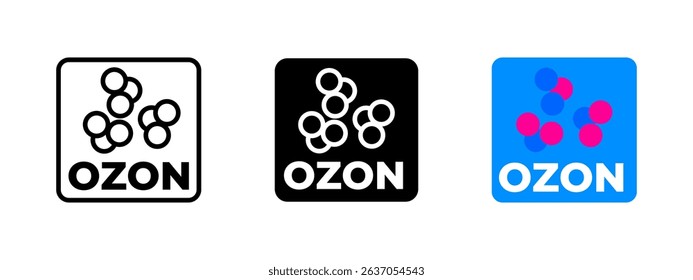 Ozon icon. Cluster of colored circles forming brand logo vector illustration. Represents online marketplace and e-commerce platform symbol. Retail and delivery service sign. Digital shopping pictogram