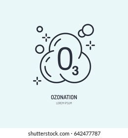 Ozon molecule flat line icon. Vector sign of clothes ozonation in dry cleaning services.