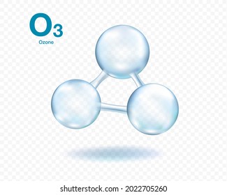 Ozon molecule model set isolated on transparent background. Vector illustration.