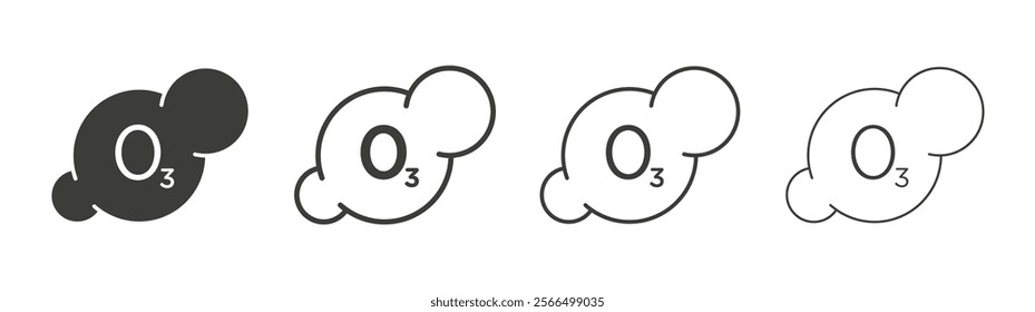 Ozonation icon flat and linear vector illustration on white background.