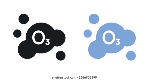 Ozonation icon set in black and colored
