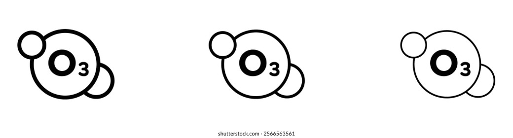 Ozonation icon in tree different line stroke sizes.