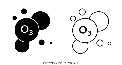 Ozonation set icon isolated on white background.