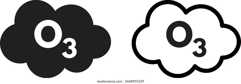 Ozone cloud icon set in two styles isolated on white background . Ozone icon vector