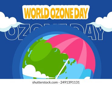 Ozone Day Social Media Background Flat Cartoon Hand Drawn Templates Illustration