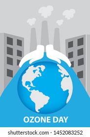 Ozone Day vector with blue, white and gray colors