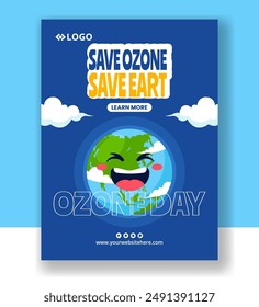Ilustración de fondo de las Plantillas dibujadas a mano de la historieta plana del cartel de la Vertical del día del ozono