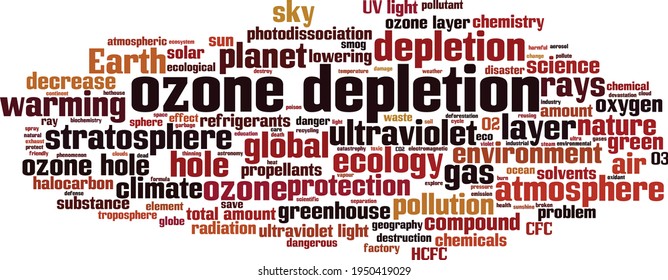 Ozone depletion word cloud concept. Collage made of words about ozone depletion. Vector illustration