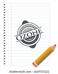 Ozone emblem drawn in pencil. Vector Illustration. Detailed.