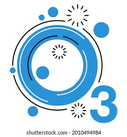 Ozone Flat Icon - Greenhouse Gas With O3 Chemical Formula, Ozone Sign Vector Graphics. Isolated Vector Pictogram