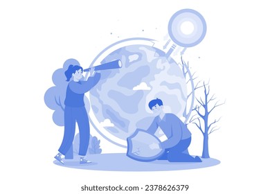Ozone Holes Illustration concept on a white background