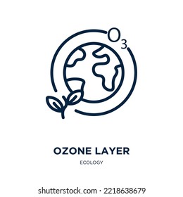 ozone layer icon from ecology collection. Thin linear ozone layer, layer, ozone outline icon isolated on white background. Line vector ozone layer sign, symbol for web and mobile