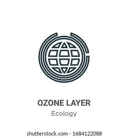 Ozone layer outline vector icon. Thin line black ozone layer icon, flat vector simple element illustration from editable ecology concept isolated stroke on white background
