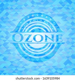 Ozone light blue emblem with triangle mosaic background
