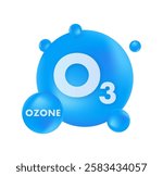 Ozone O3 oxygen molecule is getting formed with blue spheres