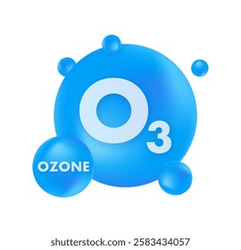 Ozone O3 oxygen molecule is getting formed with blue spheres