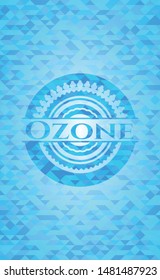 Ozone realistic light blue emblem. Mosaic background