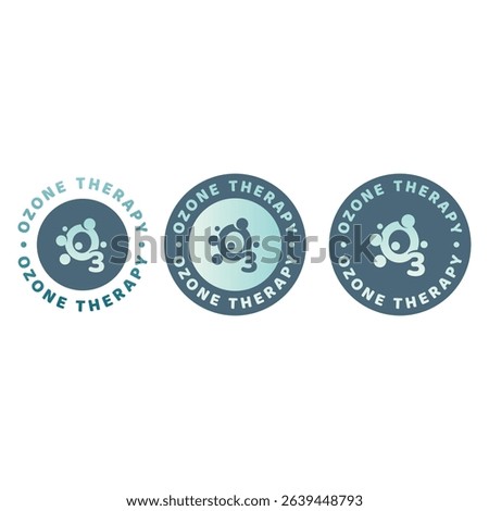 Ozone therapy circle label set. Colorful ozone treatment vector sticker or labels.