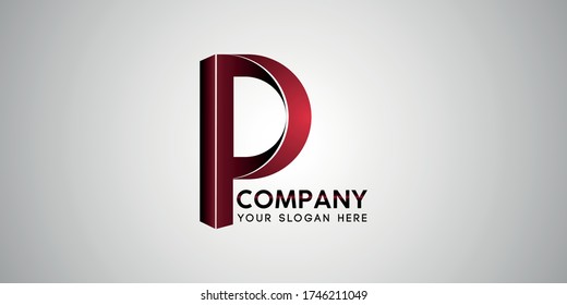 P 3d letter stylish logo design initial brand company