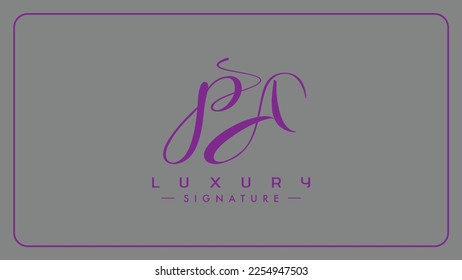 P, A, PA Initial letter logo. Alphabet PA Handwritten Signature logo design. Creative handwriting letters P, A.
