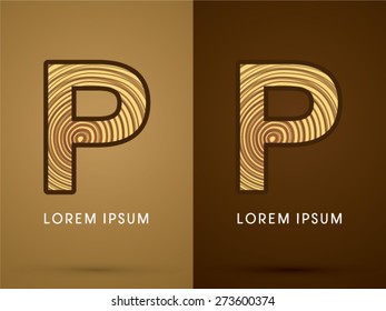 P ,Abstract  font, concept wood, sign ,logo, symbol, icon, graphic, vector.