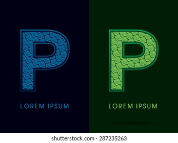 P, Abstract Font, Text, Typography, concept luxury natural blue and green, pattern, graphic vector