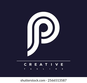 P abstract minimalist letters Logo Monogram. It is a minimalist logo, this logo is made by a abstract letter