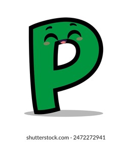 P alphabet character for kids English letters typeface vector.