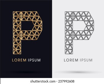 P alphabet font from Gold triangle, logo, symbol, icon, graphic, vector .