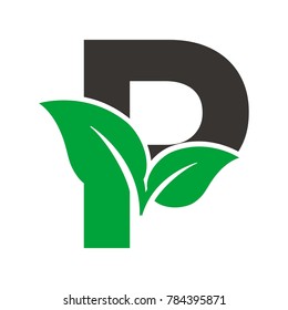 P Alphabet green leaf vector illustration eps 10 eps 8