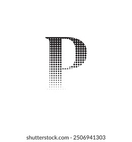 Alfabeto P Ilustración vectorial de icono de logotipo de efecto punteado de semitono EPS