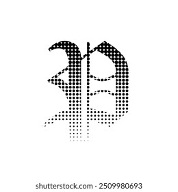 Alfabeto P Ilustración vectorial de icono de logotipo de efecto punteado de semitono EPS