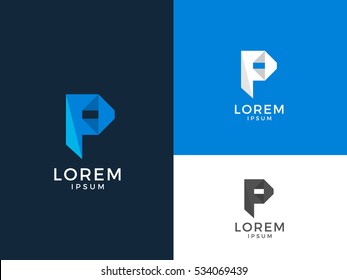 P Alphabet Letter Creative Polygonal Abstract vector logo