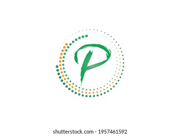 P alphabet letter logo circle design for business and company