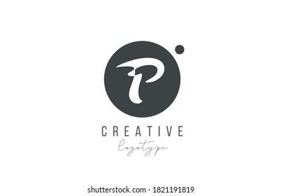 P alphabet letter logo icon in black and white color. Creative circle design for business and company 