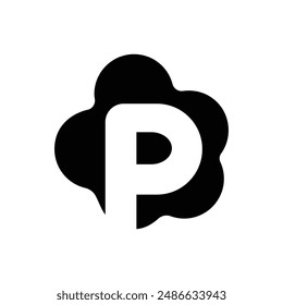 P alphabet negative space symbol, P Initial logo