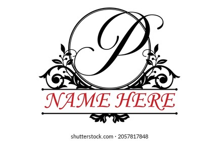 P Alphabet round letter frame abstract monogram vector logo template